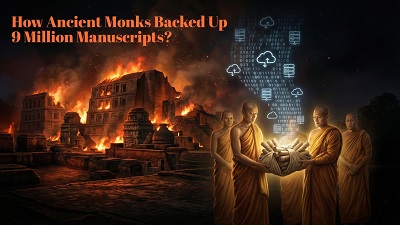 How did manuscripts survive the burning of Nalanda University, and what can modern data backup learn from ancient preservation methods?